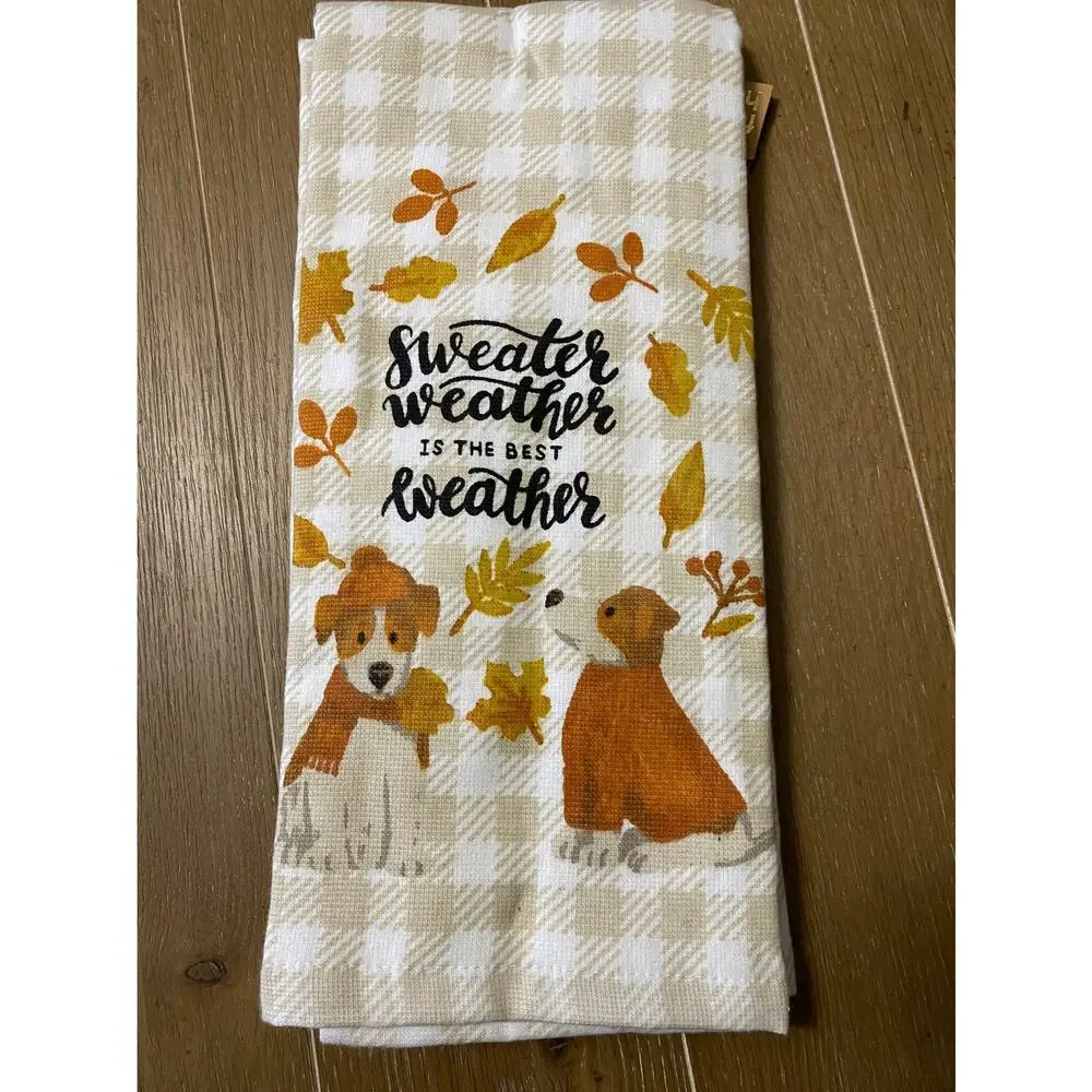 NWT From the hearth “sweater weather is the best weather” kitchen towels